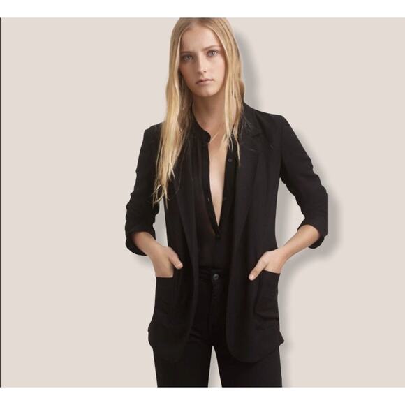 TALULA Green 8 KENT Blazer Open Front Long Sleeve Notch Lapel Single Breasted - Picture 10 of 10